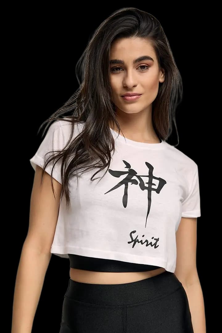 Μπλουζάκι μακό κοντό (CROP TOP) #1224 - Λευκό