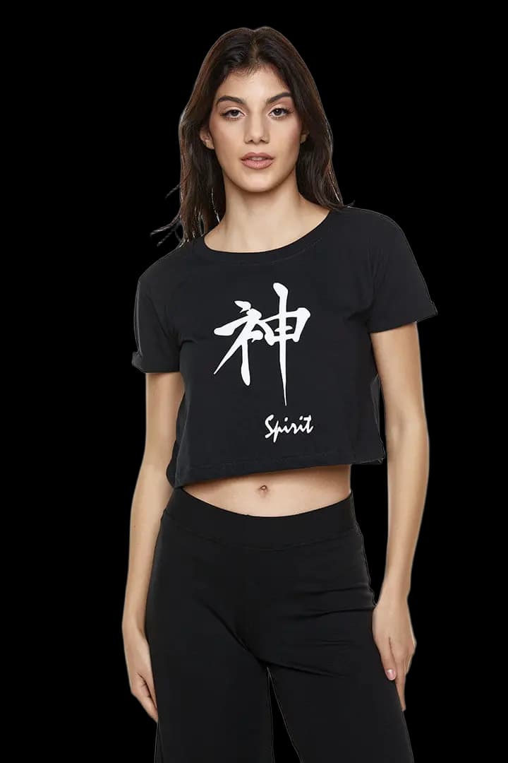 Μπλουζάκι μακό κοντό (CROP TOP) #1224 - Μαύρο