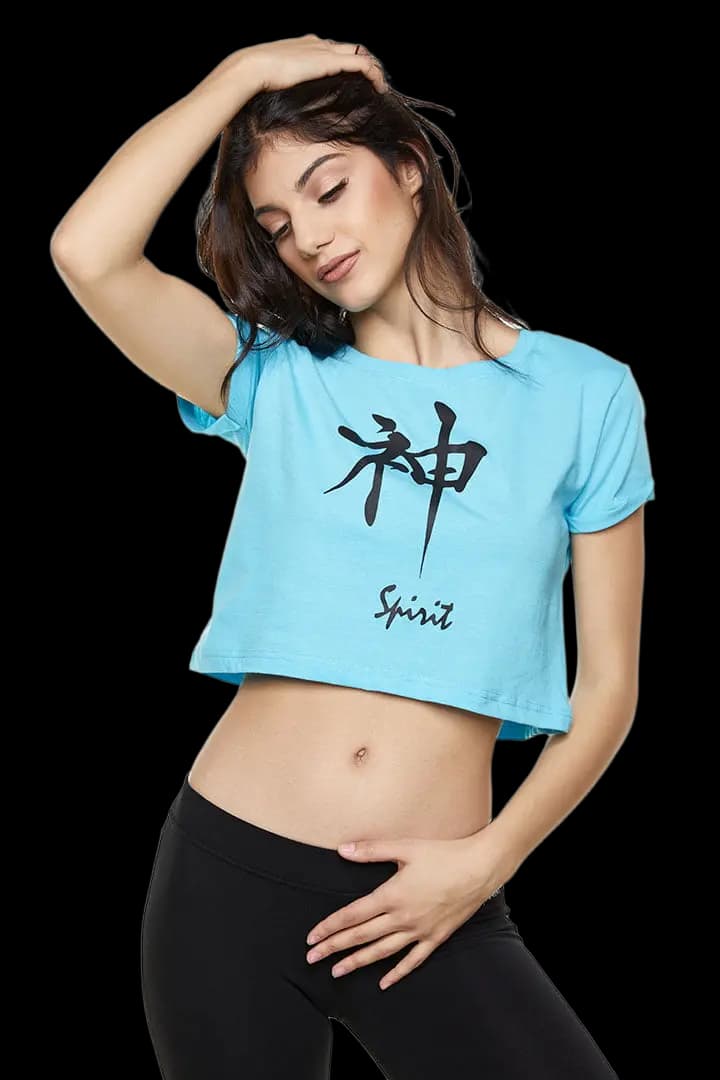 Μπλουζάκι μακό κοντό (CROP TOP) #1224 - Τυρκουάζ