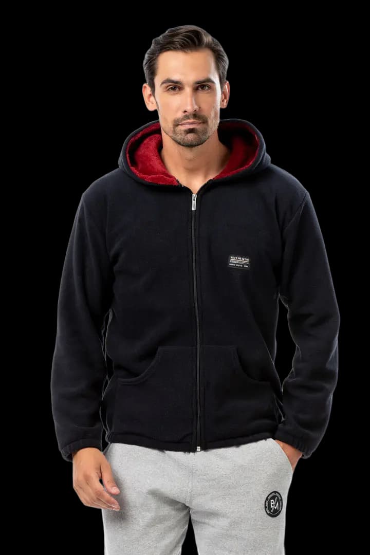 Ζακέτα fleece με κουκούλα #1375 - Μπλε