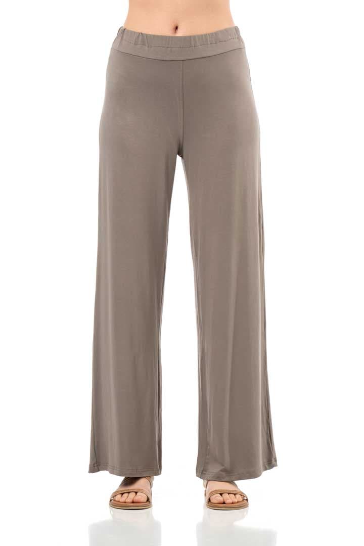  Παντελόνα viscose lycra ψιλή #1396 - Καφέ -  4
