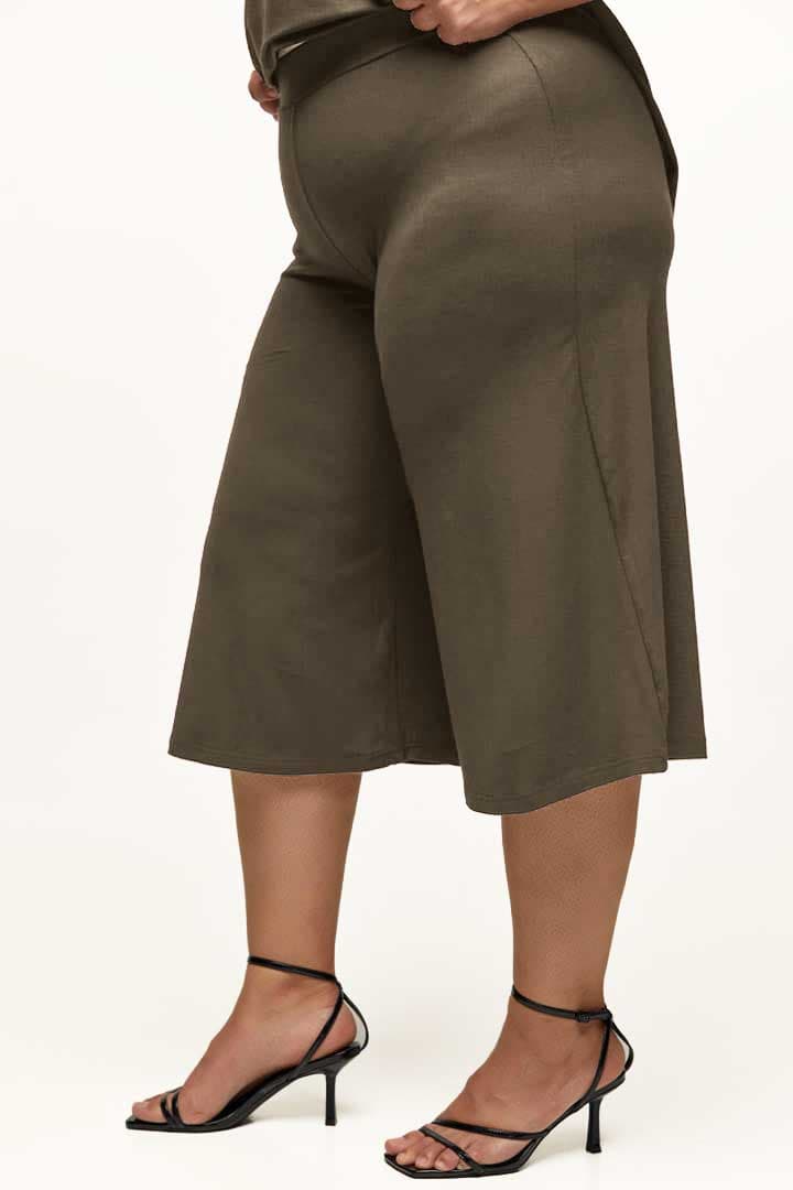 Ζιπ Κιλότ viscoze PLUS SIZE #1293 - Καφέ - Καφέ
