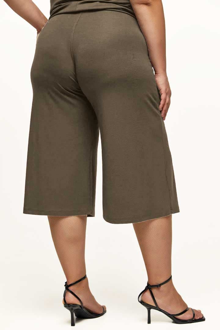 Ζιπ Κιλότ viscoze PLUS SIZE #1293 - Καφέ -  2