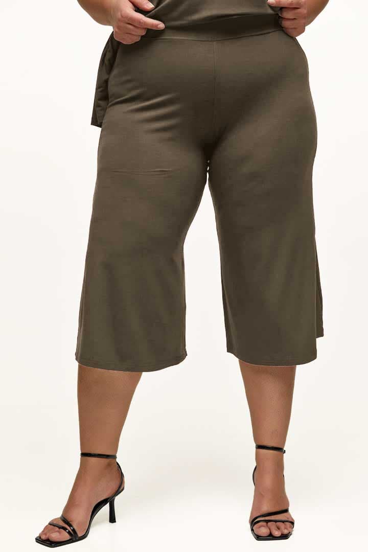 Ζιπ Κιλότ viscoze PLUS SIZE #1293 - Καφέ -  3