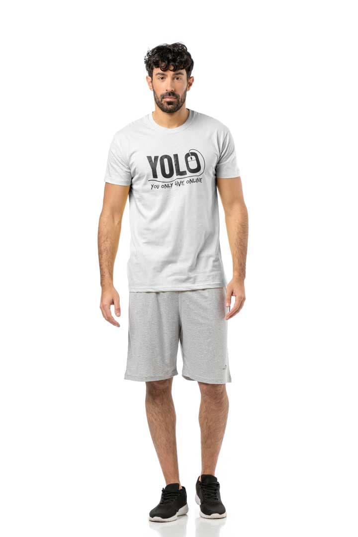 Μπλούζα μακό λαιμόκοψη και στάμπα #1336 YOLO - Λευκό -  2