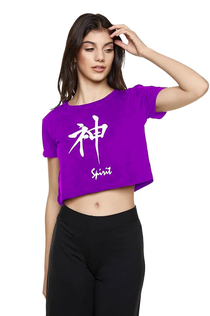  Μπλουζάκι μακό κοντό (CROP TOP) #1224 - Μωβ - Προϊόν
