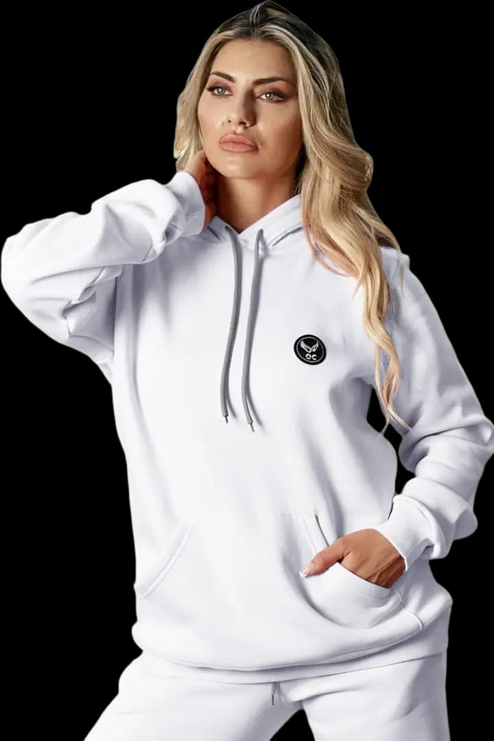 Μπλούζα UNISEX τρίκλωνη με κουκούλα #B003w - Λευκό