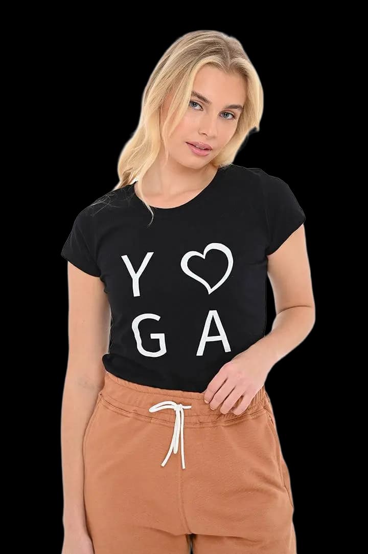 Μπλούζα μακό λαιμόκοψη στάμπα #768 YOGA 3 - Μαύρο