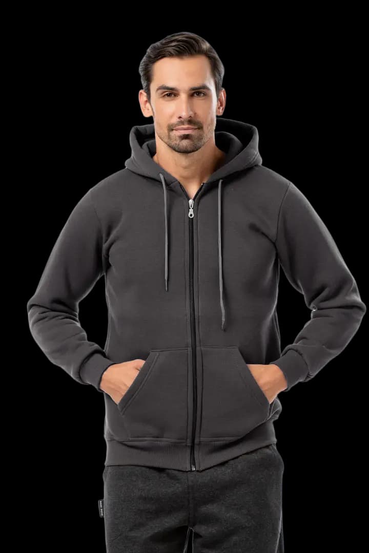 Ζακέτα UNISEX τρίκλωνη με κουκούλα #B002m - Ποντικί