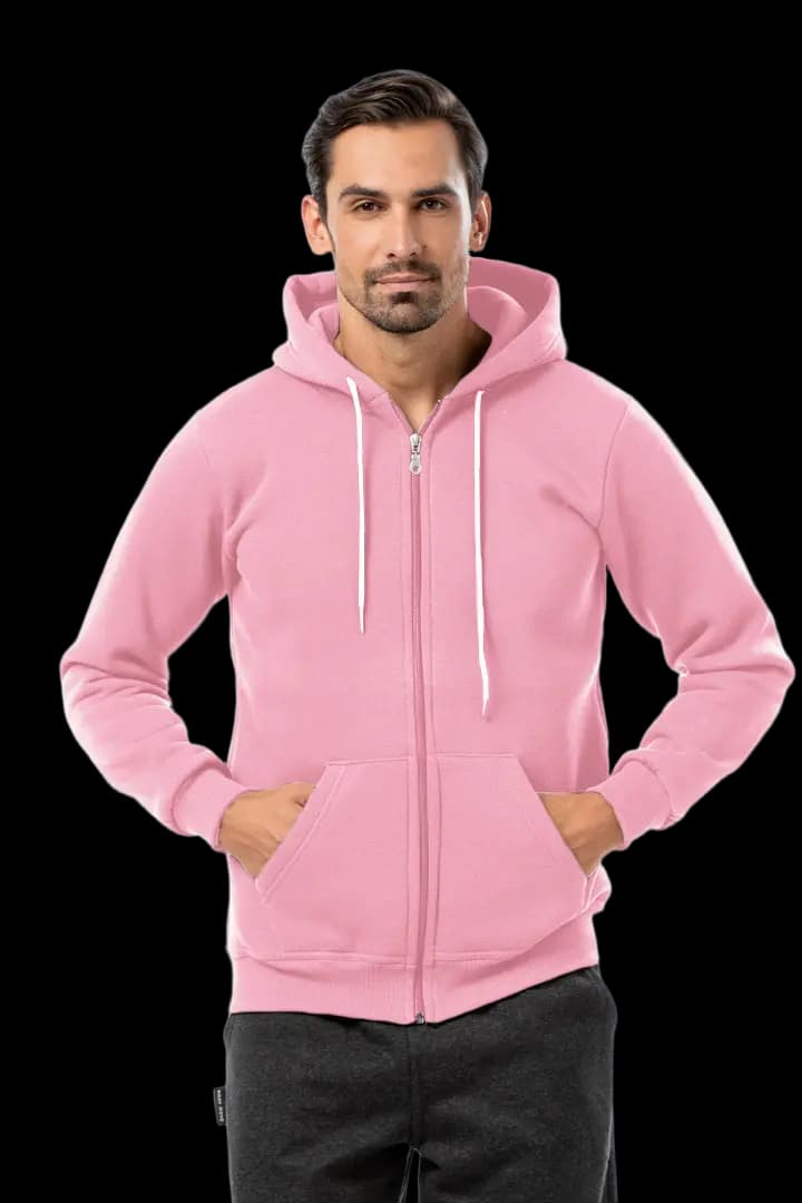 Ζακέτα UNISEX τρίκλωνη με κουκούλα #B002m - Ροζ