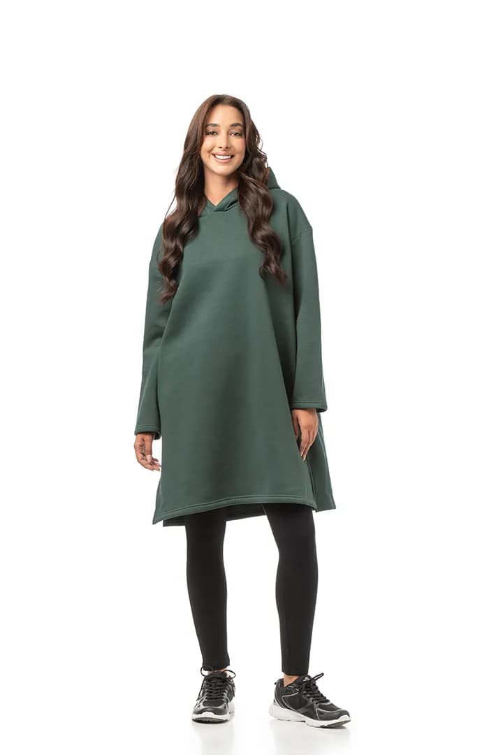 Μπλουζοφόρεμα τρίκλωνο με κουκούλα και τσέπες #1466