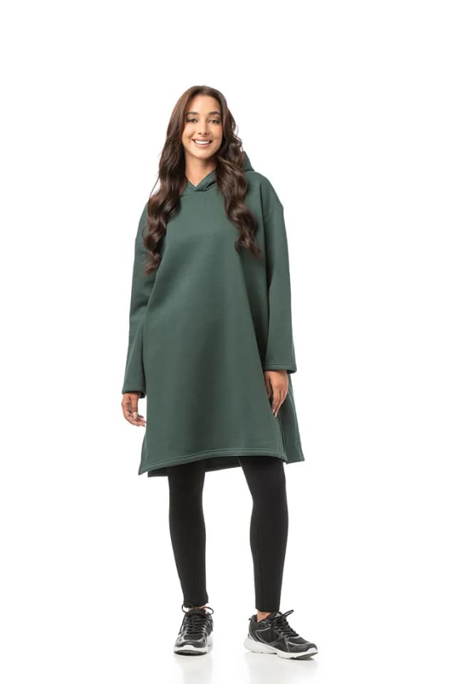 Μπλουζοφόρεμα τρίκλωνο με κουκούλα και τσέπες #1466