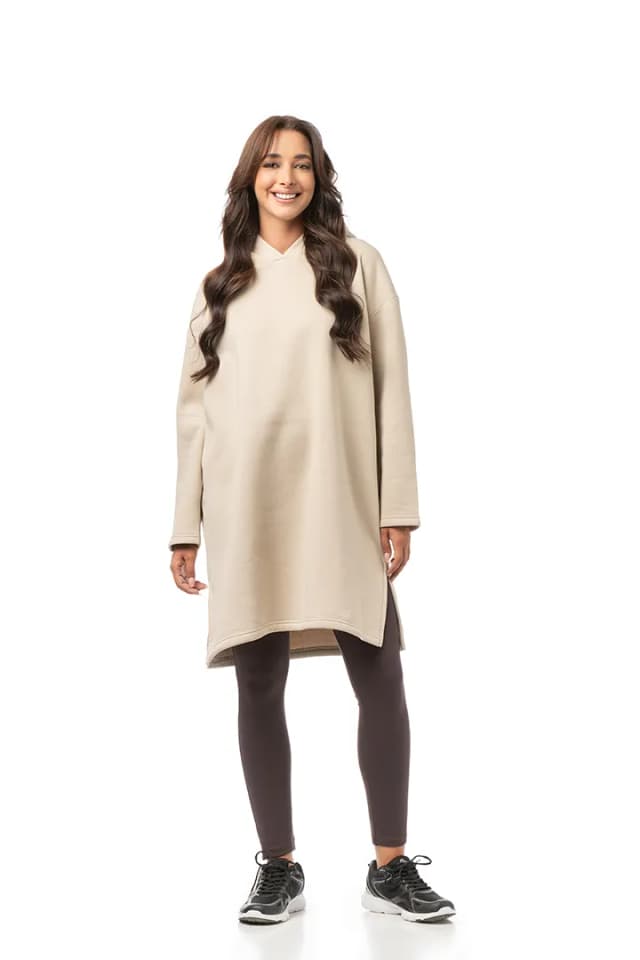 Μπλουζοφόρεμα τρίκλωνο με κουκούλα και τσέπες #1466